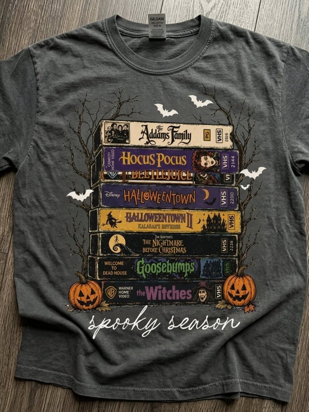 Vintage Halloween VHS Tee - Retro Spooky Season Shirt charcoal